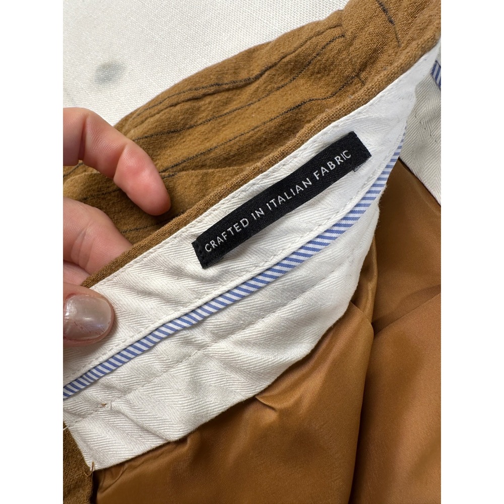 Madewell High-Rise Rosedale Straight Pant 14 Brown Pinstripe Italian Wool - Picture 5 of 11